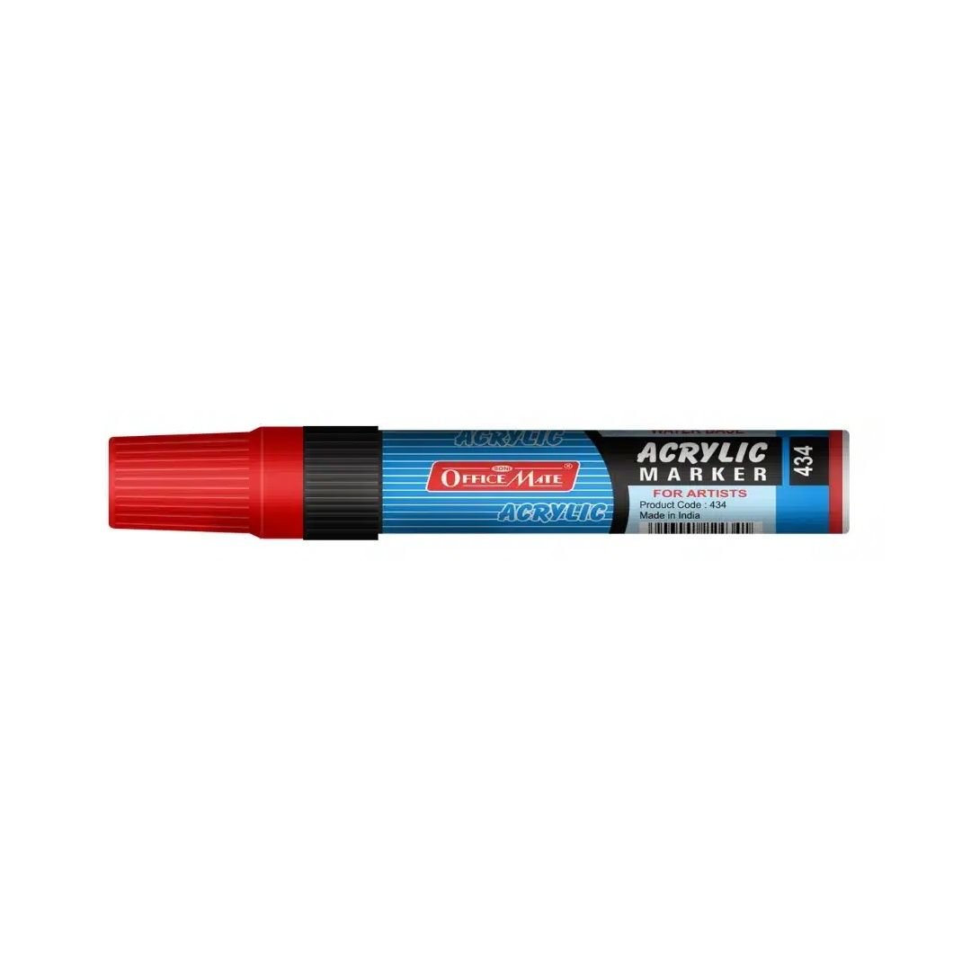 Soni Officemate Water Base Jumbo Acrylic Marker - Chisel Tip (15 MM) - Red