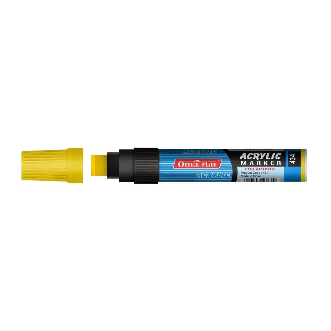 Soni Officemate Water Base Jumbo Acrylic Marker - Chisel Tip (15 MM) - Yellow