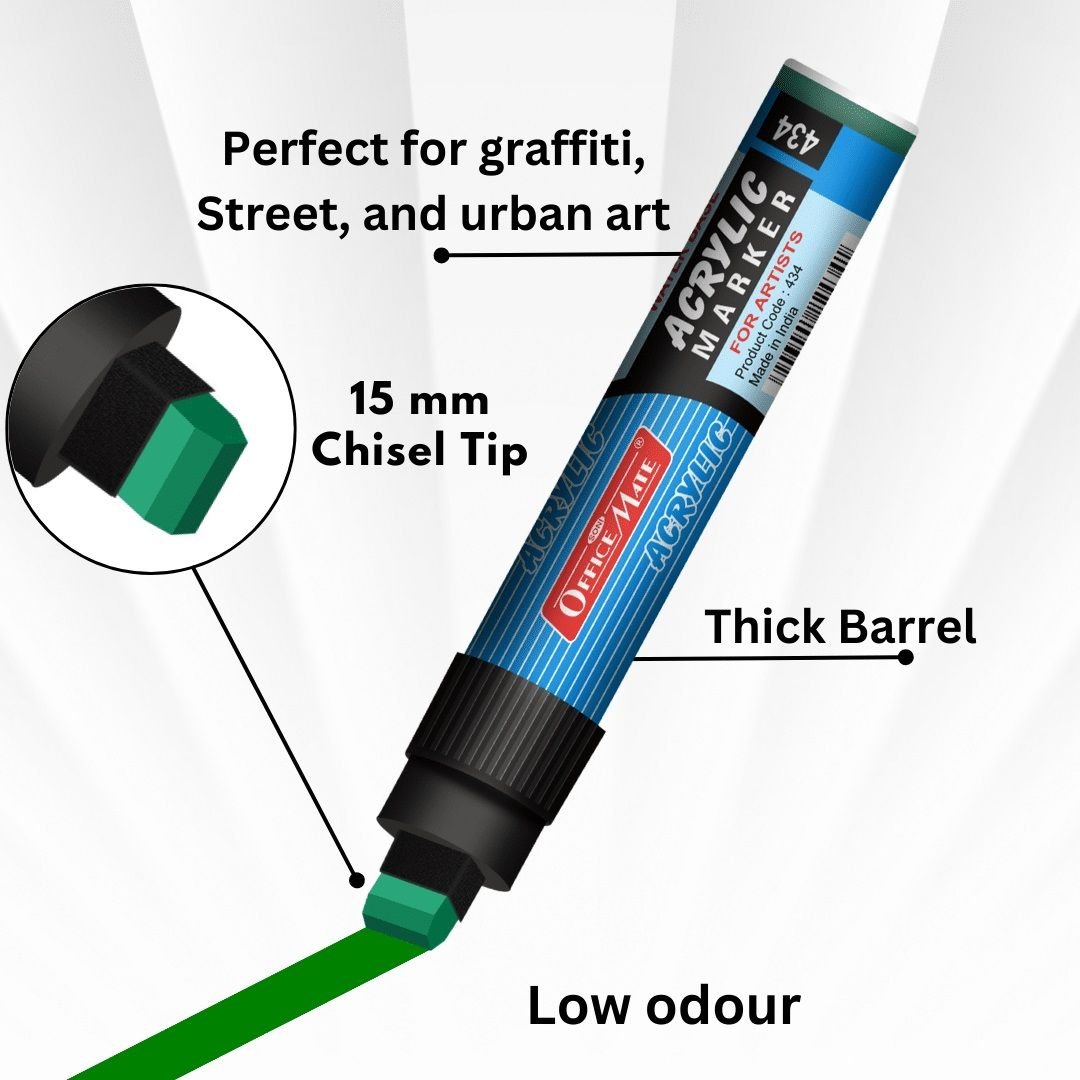 Soni Officemate Water Base Jumbo Acrylic Marker - Chisel Tip (15 MM) - Green