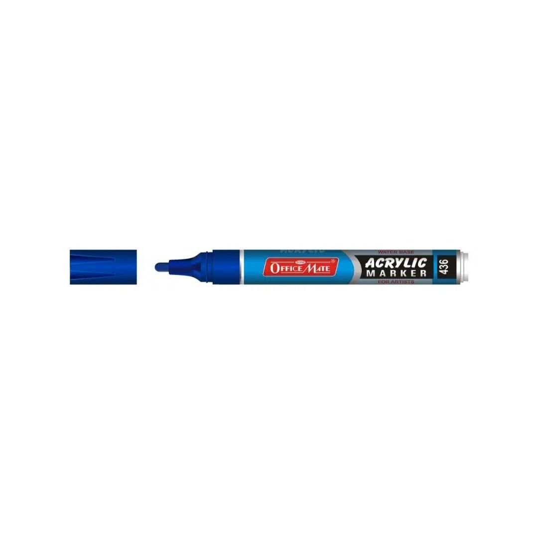 Soni Officemate Water Base Acrylic Marker - Bullet Tip (4.5 MM) - Blue