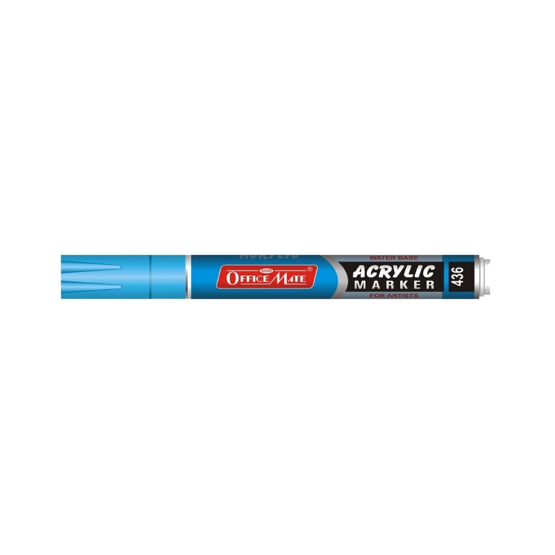 Soni Officemate Water Base Acrylic Marker - Bullet Tip (4.5 MM) - Fluorescent Blue