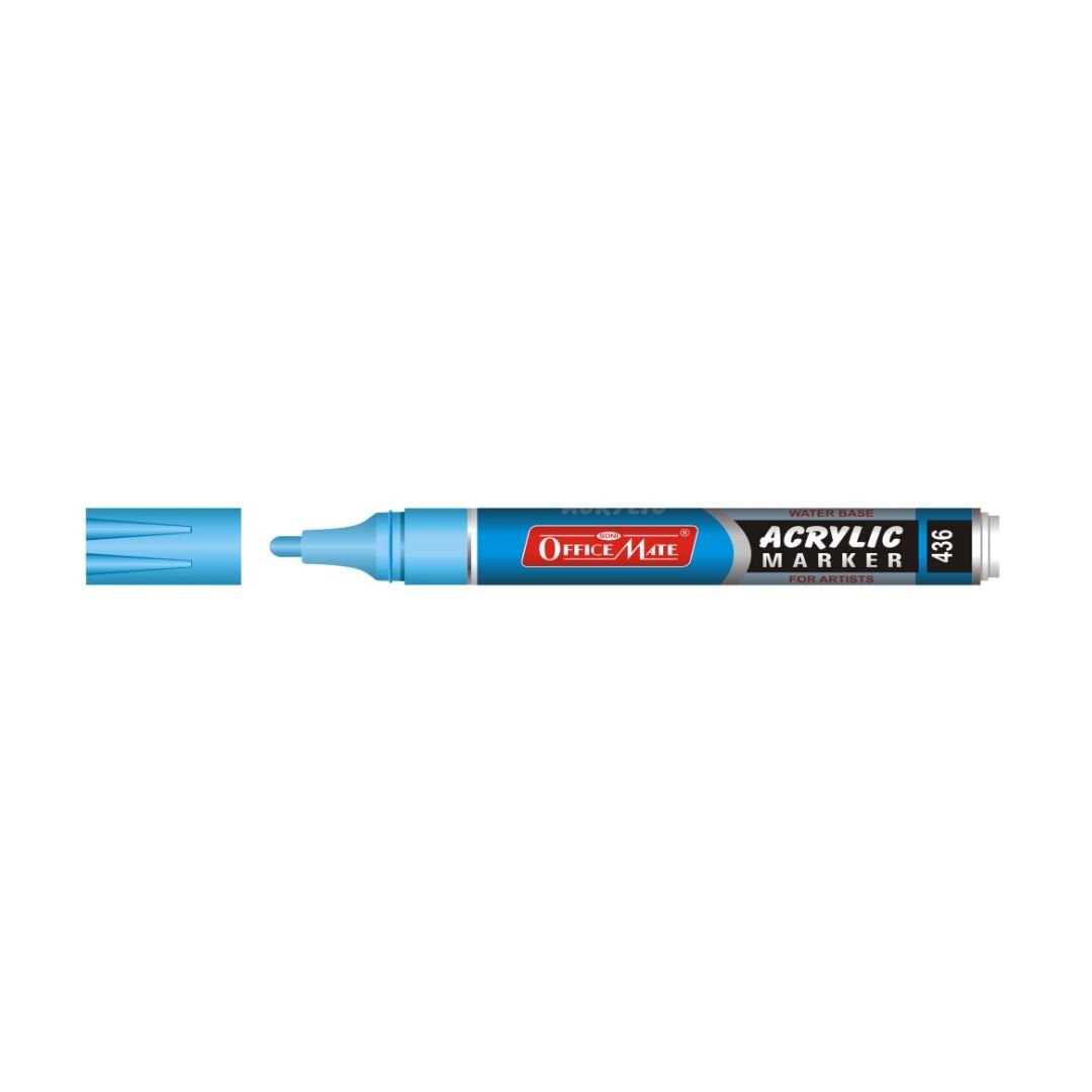 Soni Officemate Water Base Acrylic Marker - Bullet Tip (4.5 MM) - Fluorescent Blue