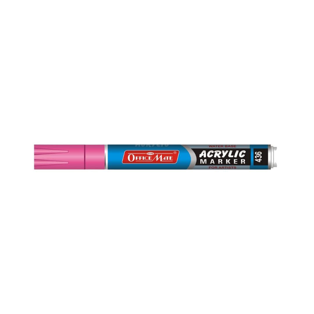 Soni Officemate Water Base Acrylic Marker - Bullet Tip (4.5 MM) - Fluorescent Pink