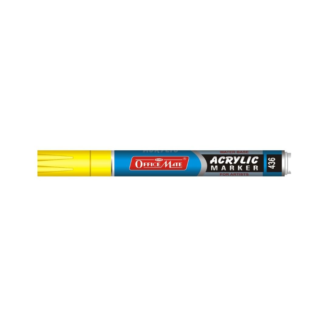 Soni Officemate Water Base Acrylic Marker - Bullet Tip (4.5 MM) - Fluorescent Yellow