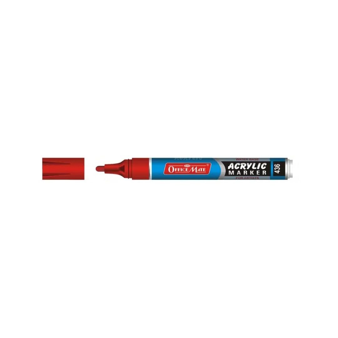 Soni Officemate Water Base Acrylic Marker - Bullet Tip (4.5 MM) - Red