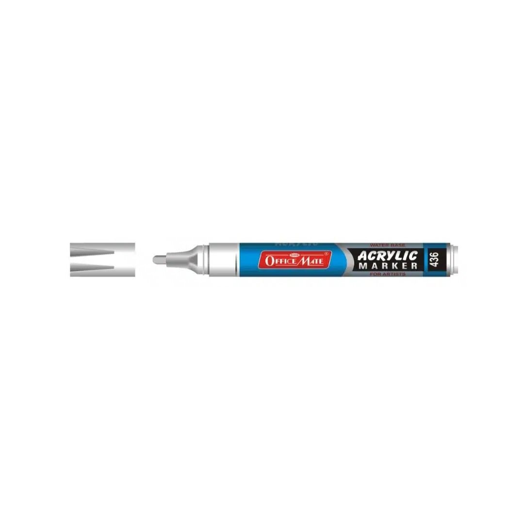 Soni Officemate Water Base Acrylic Marker - Bullet Tip (4.5 MM) - White