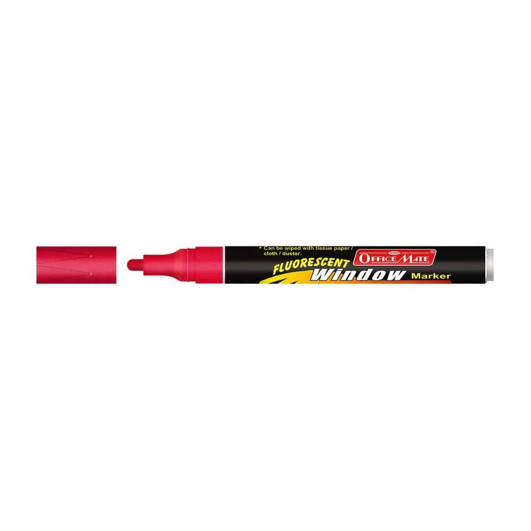 Soni Officemate Liquid Chalk Marker - Bullet Tip (4.5 MM) - Fluorescent Red