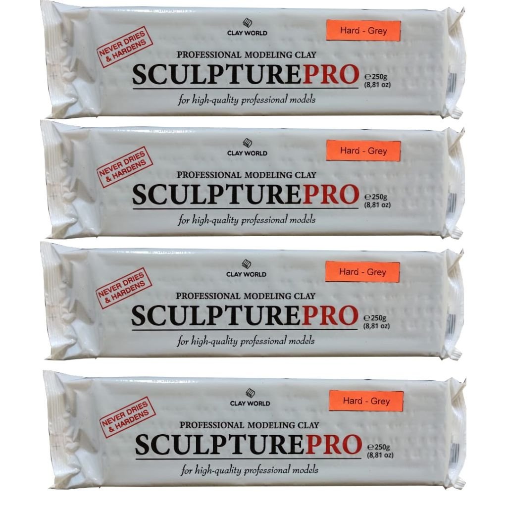 Clay World Sculpture Pro - Professional Modeling Clay 1 KG - Grey (Hard)