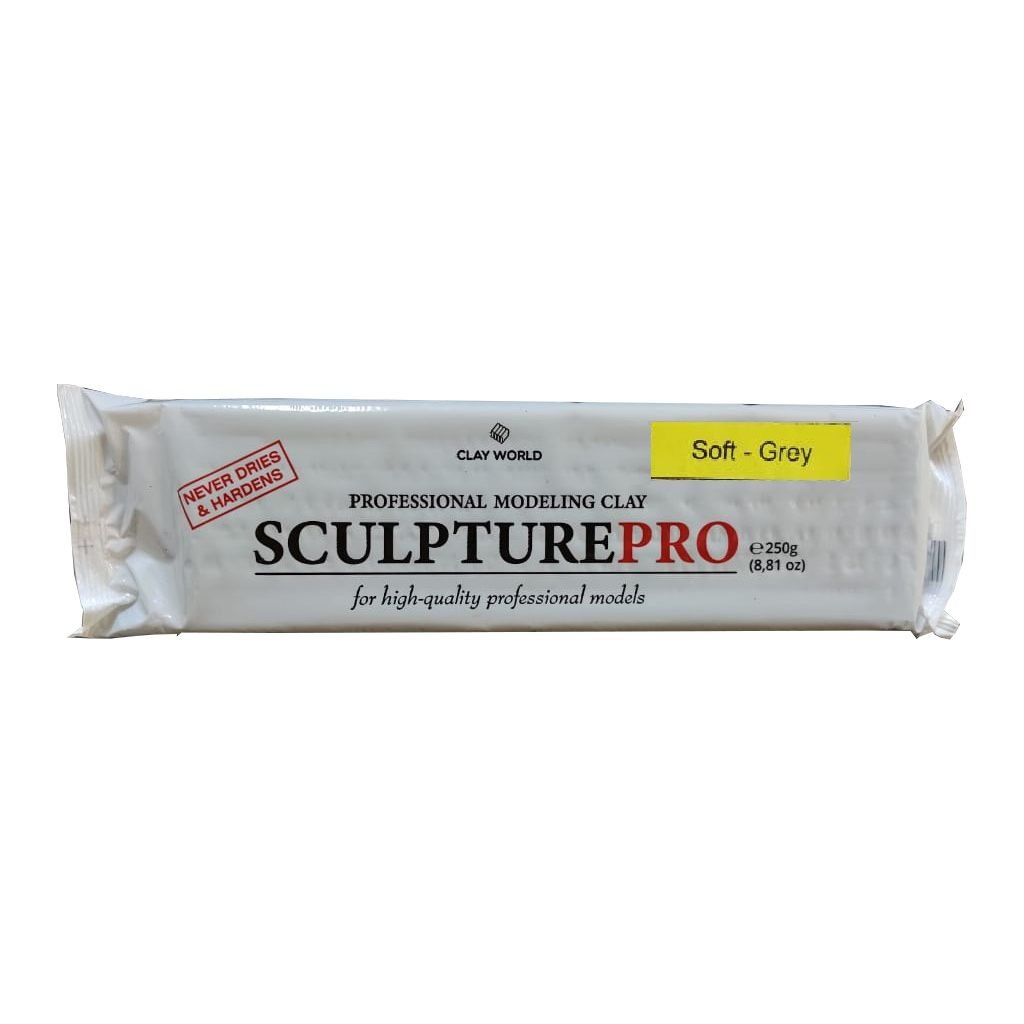Clay World Sculpture Pro - Professional Modeling Clay 250 GM - Grey (Soft)