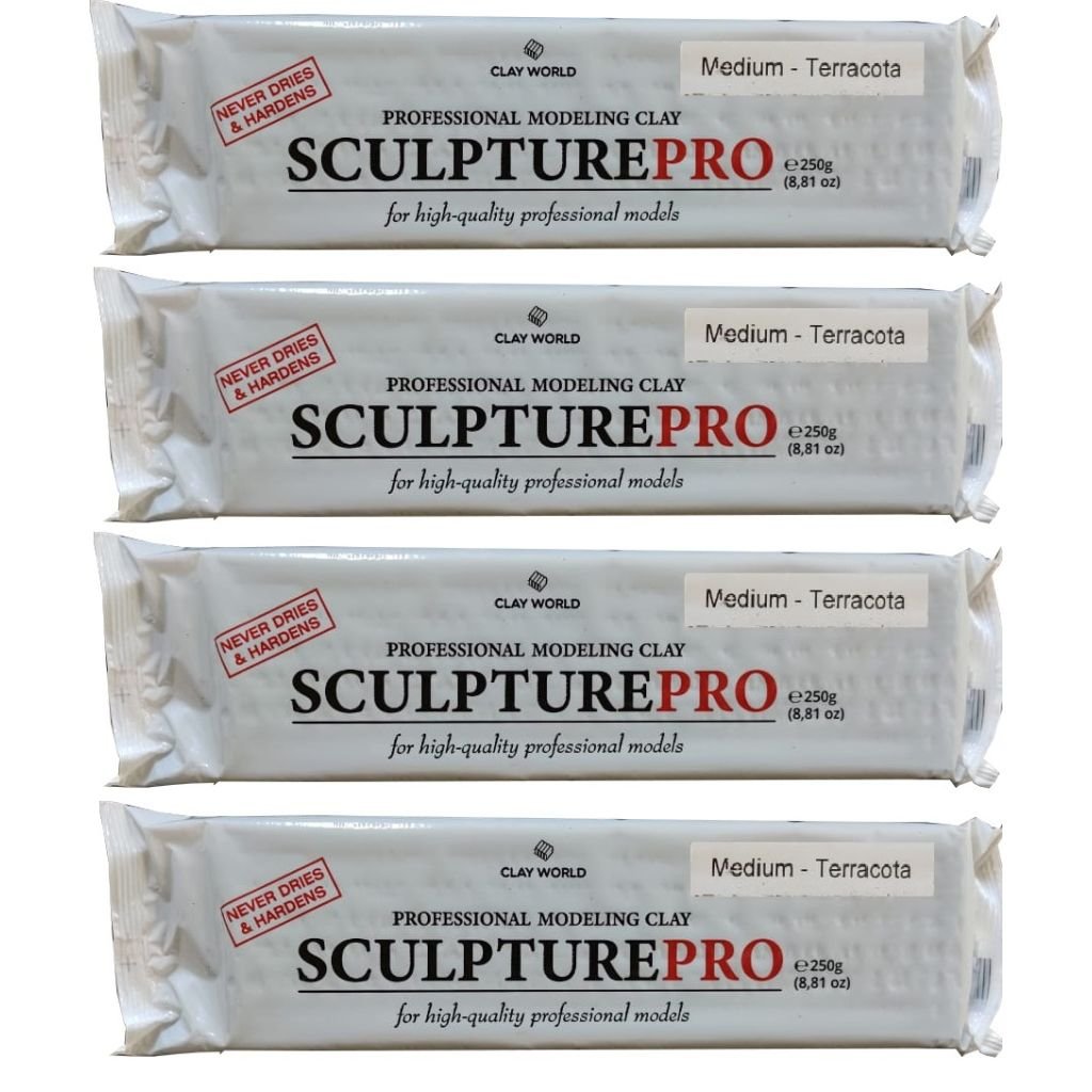 Clay World Sculpture Pro - Professional Modeling Clay 1 KG - Terracotta (Medium)