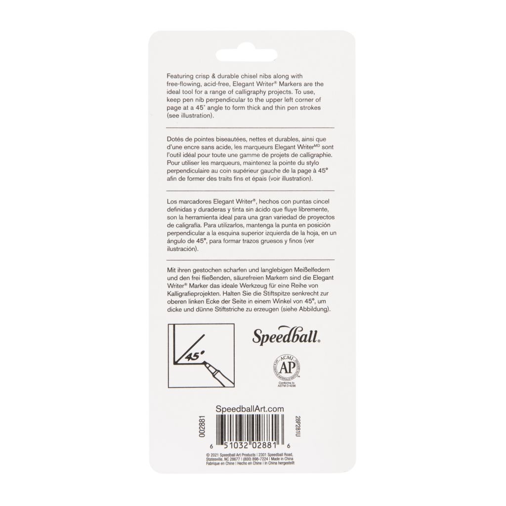 Speedball Elegant Writer - Dye Based Calligraphy Marker - Fine 2.0 MM Chisel Tip - Set of 6 Marker