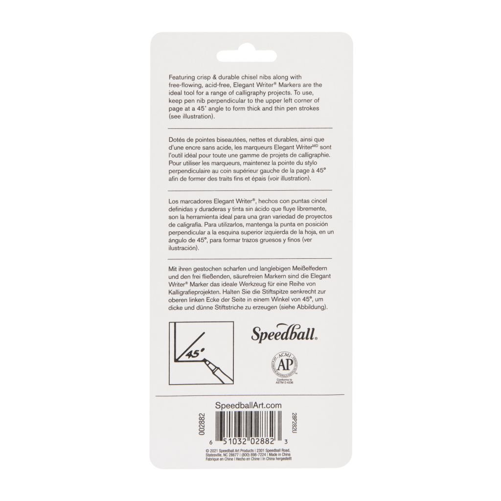 Speedball Elegant Writer - Dye Based Calligraphy Marker - Medium 2.5 MM Chisel Tip - Set of 6 Marker