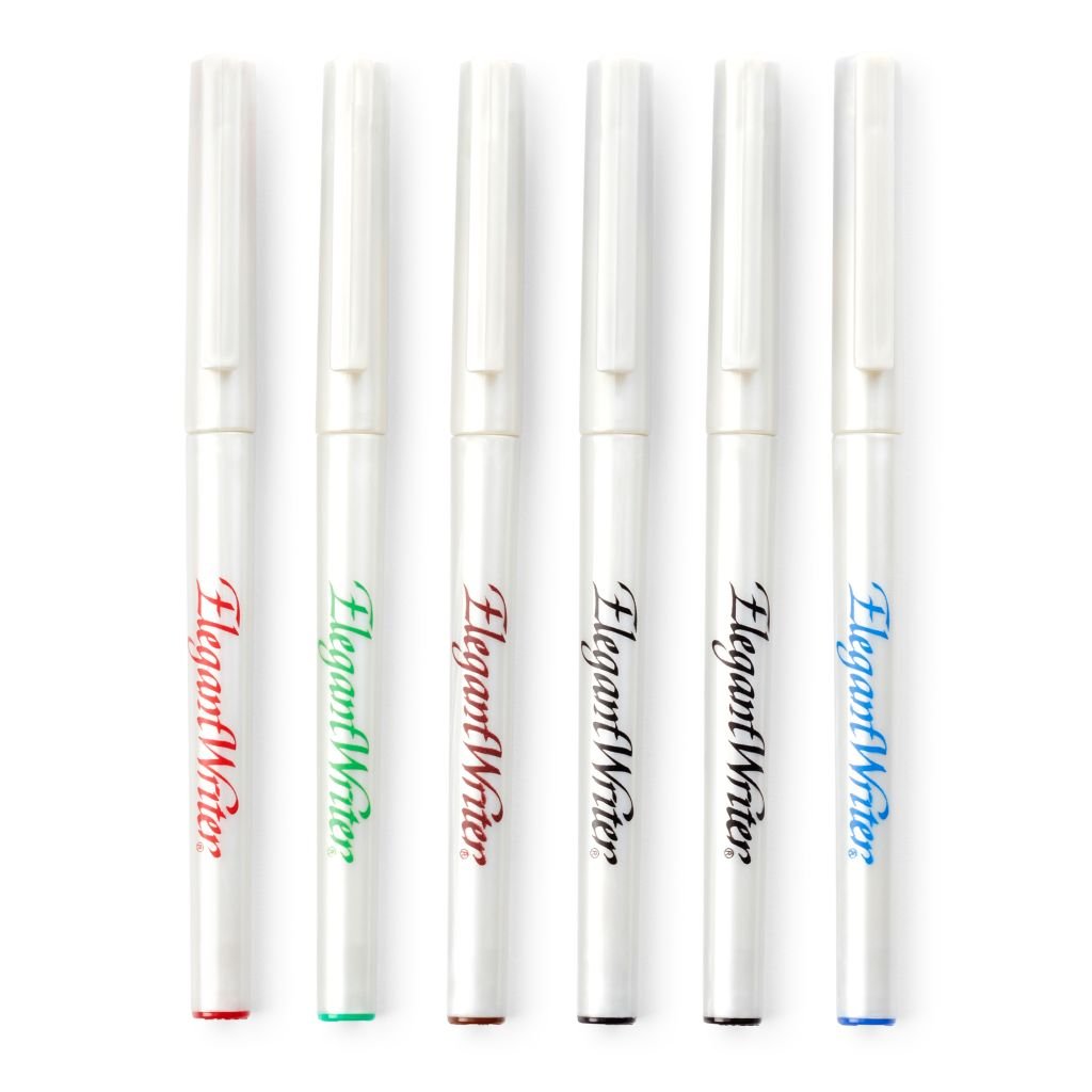 Speedball Elegant Writer - Dye Based Calligraphy Marker - Broad 3.0 MM Chisel Tip - Set of 6 Marker