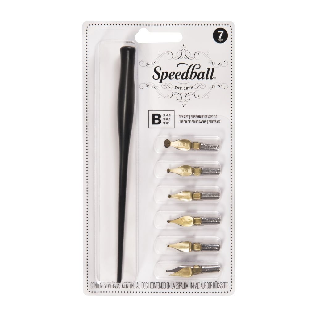 Speedball Nib & Pen Holder Set - B-Series - Set of 6 Nibs + Standard Holder