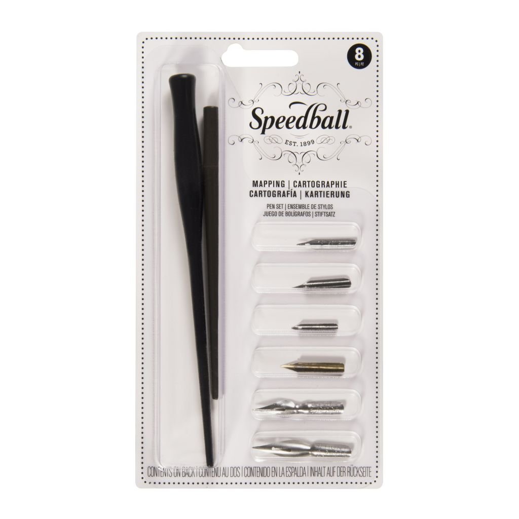 Speedball Nib & Pen Holder Set - Mapping Pen Set - 6 Nibs + Standard & Crowquill Holder