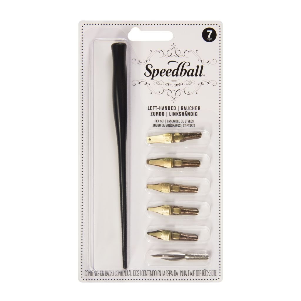 Speedball Nib & Pen Holder Set - Left Handed - Set of 6 Nibs + Standard Holder