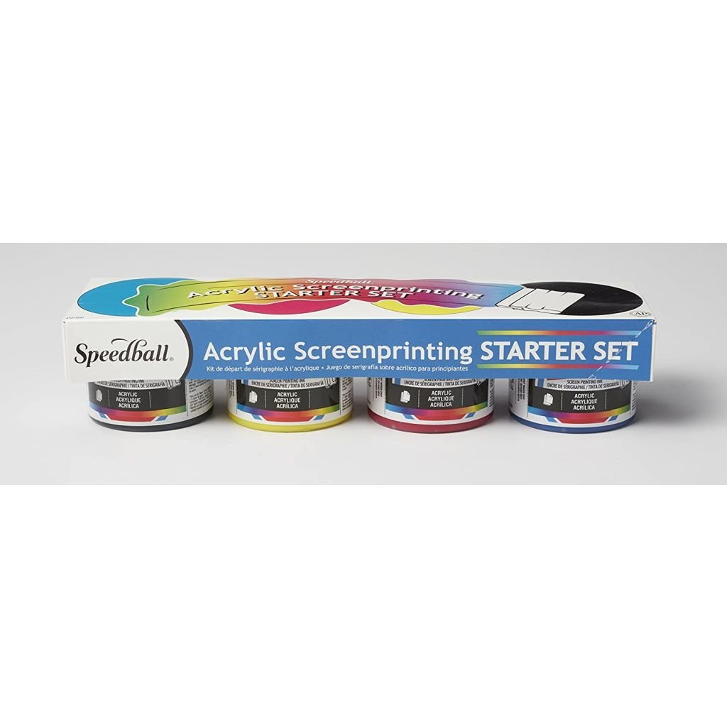 Speedball Acrylic Screen Printing Ink - Starter Set of 4 Jars x 118 ml
