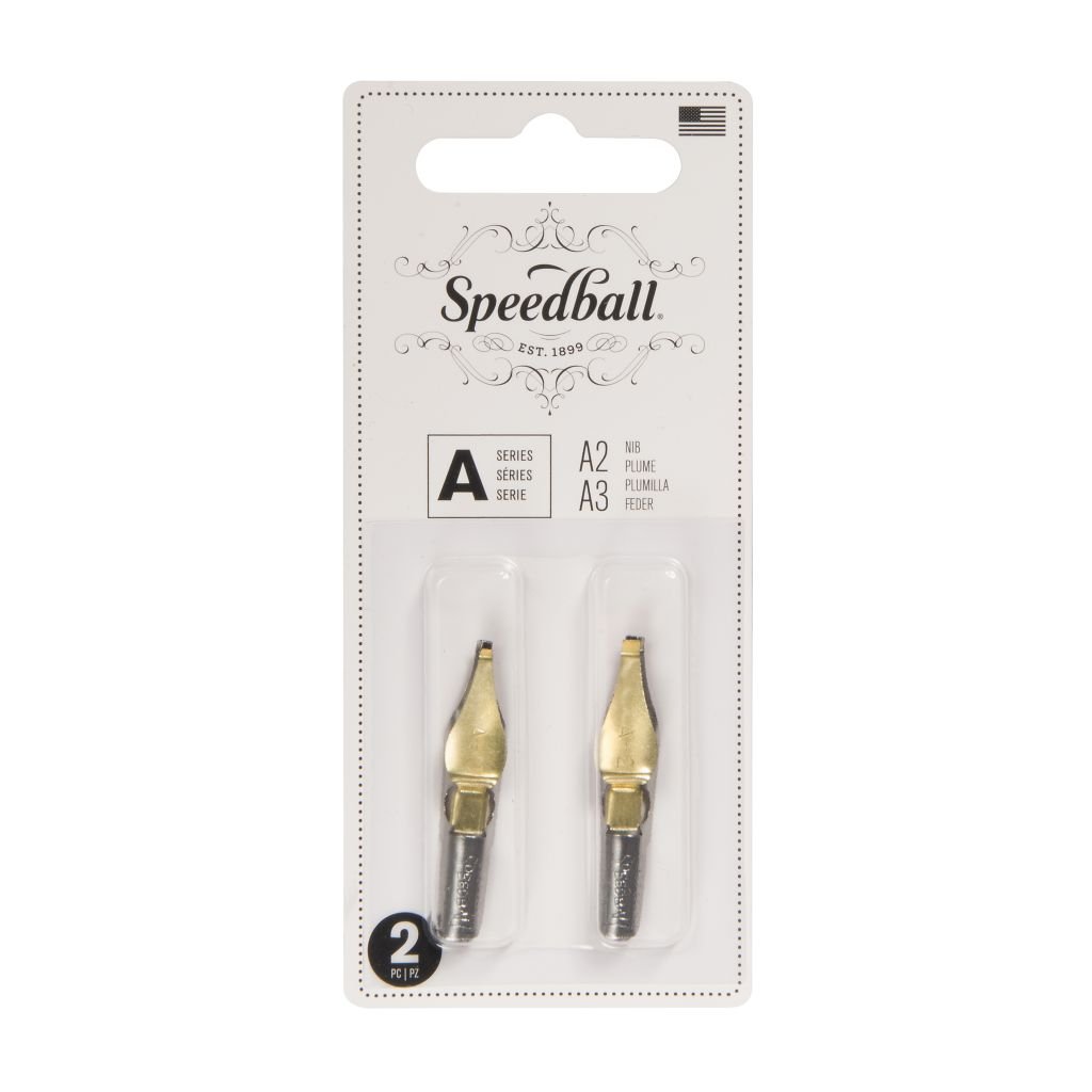 SpeedBall Broad Edge Universal Lettering Nibs - Type A (Square) - Blister Pack of 2 - Size A2/A3