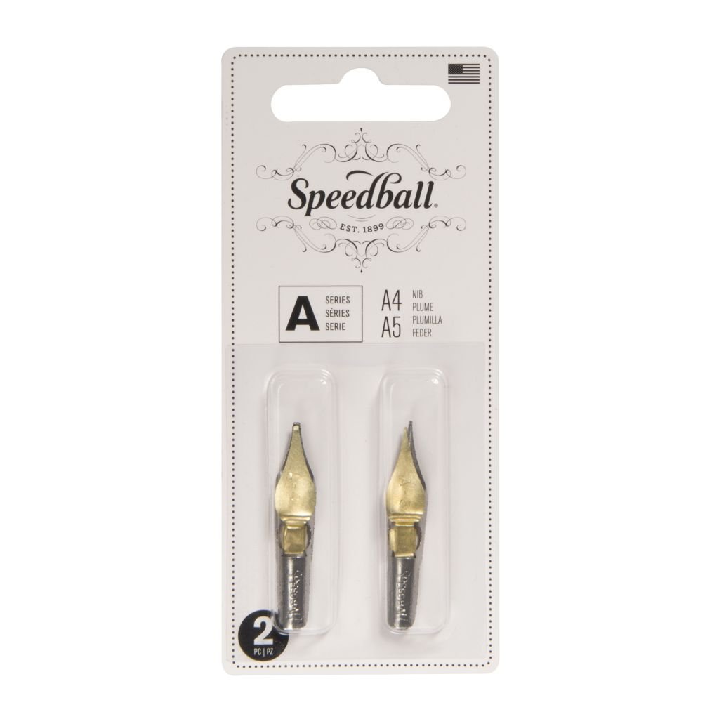 SpeedBall Broad Edge Universal Lettering Nibs - Type A (Square) - Blister Pack of 2 - Size A4/A5