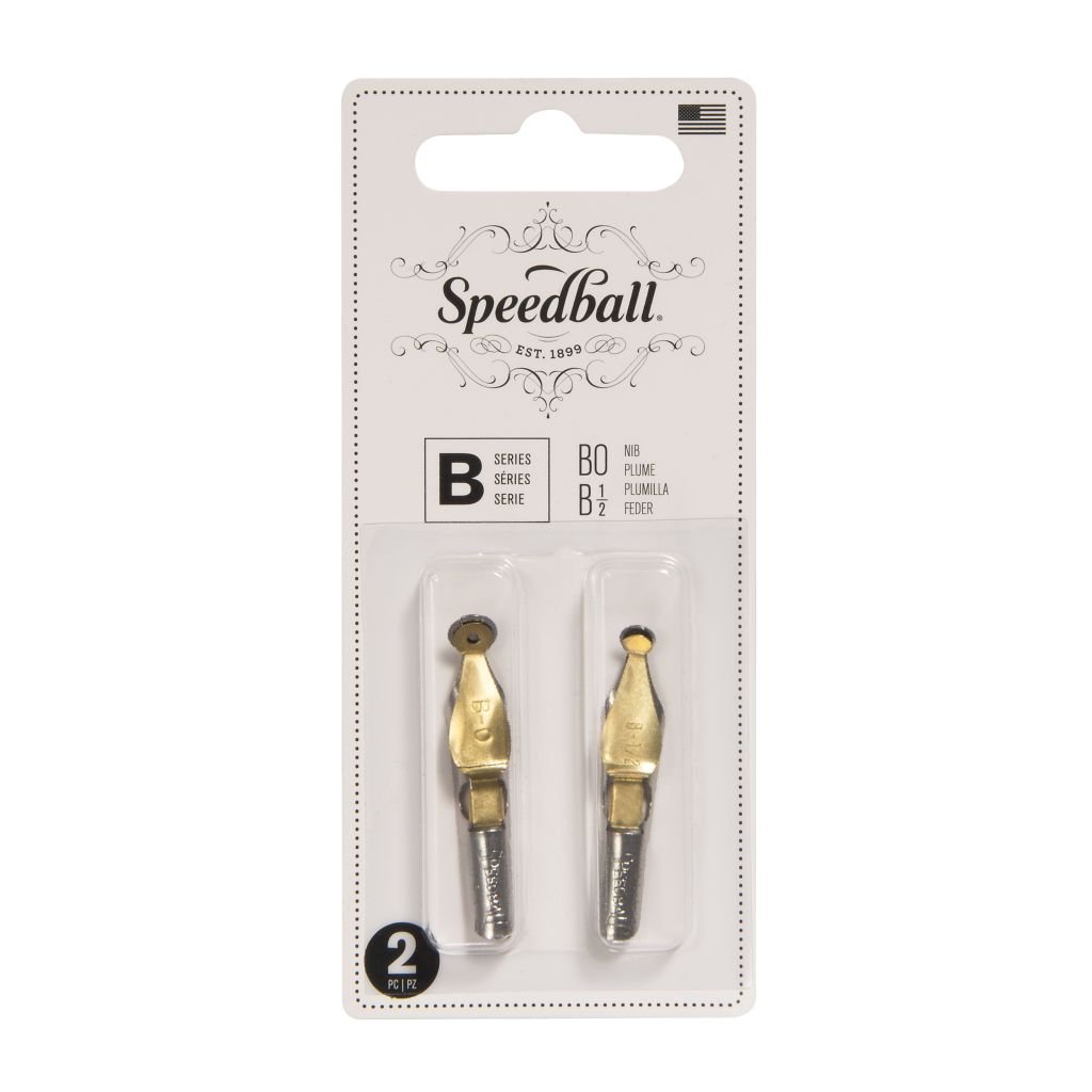 SpeedBall Broad Edge Universal Lettering Nibs - Type B (Round) - Blister Pack of 2 - Size B0/B½