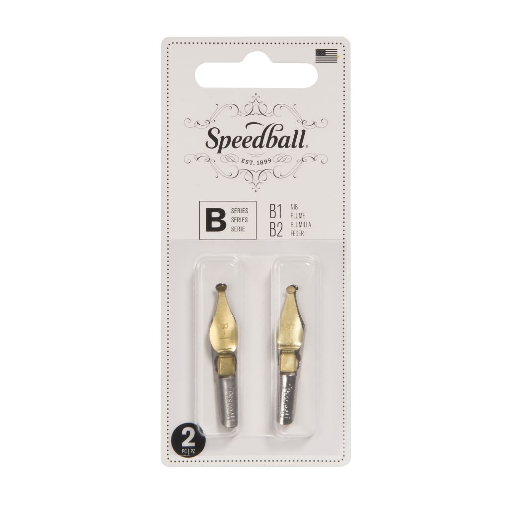 SpeedBall Broad Edge Universal Lettering Nibs - Type B (Round) - Blister Pack of 2 - Size B1/B2