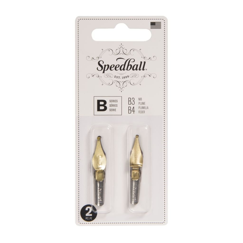 SpeedBall Broad Edge Universal Lettering Nibs - Type B (Round) - Blister Pack of 2 - Size B3/B4