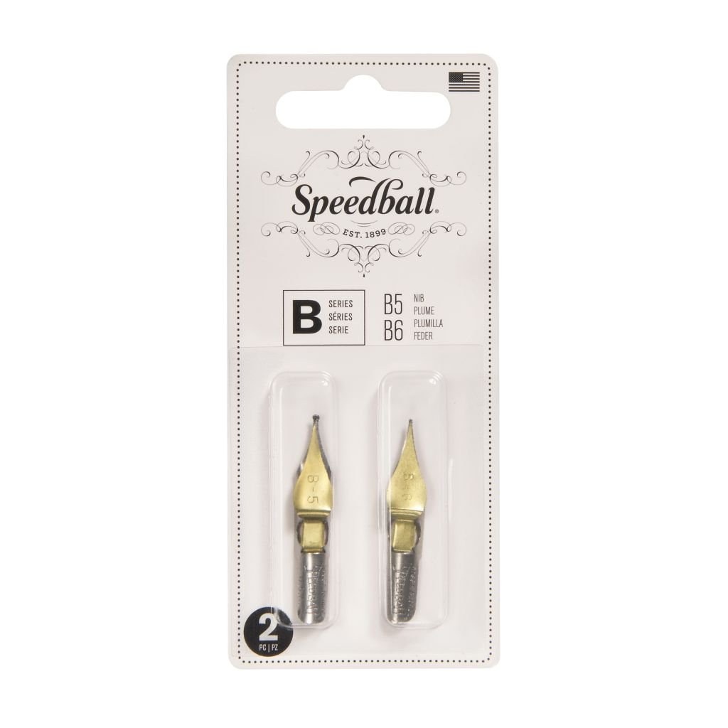 SpeedBall Broad Edge Universal Lettering Nibs - Type B (Round) - Blister Pack of 2 - Size B5/B6