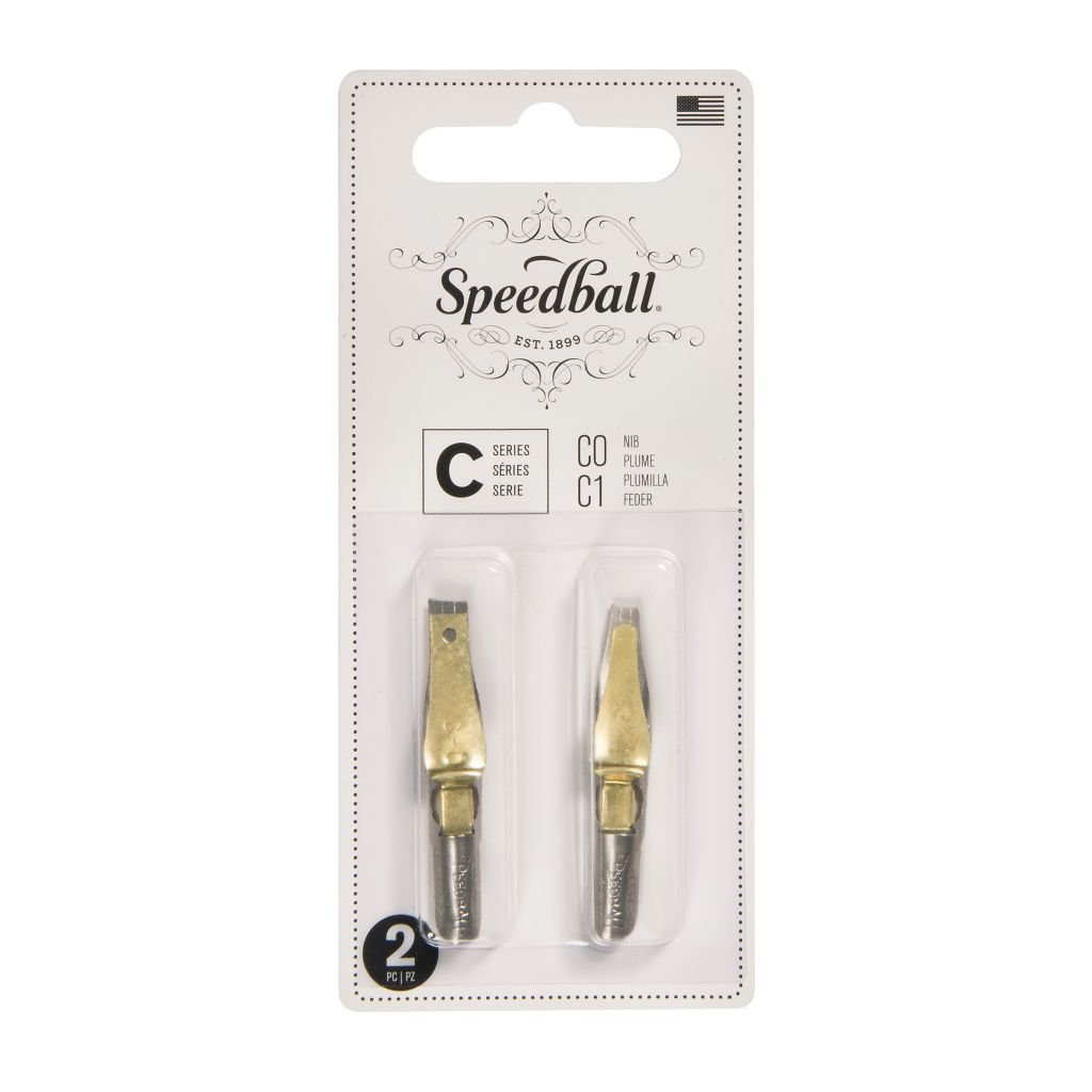 SpeedBall Broad Edge Right Handed Lettering Nibs - Type C (Flat) - Blister Pack of 2 - Size C0/C1