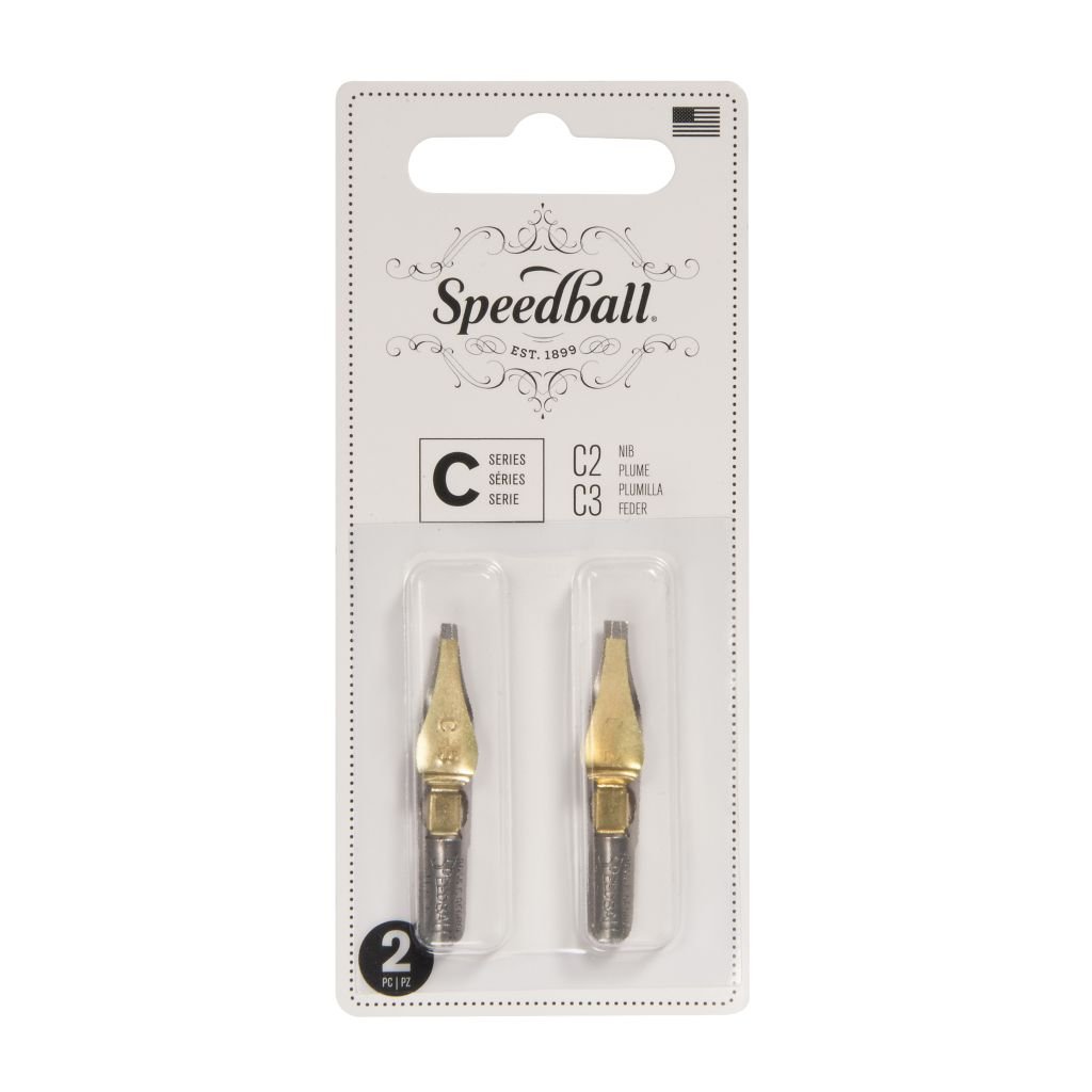 SpeedBall Broad Edge Right Handed Lettering Nibs - Type C (Flat) - Blister Pack of 2 - Size C2/C3