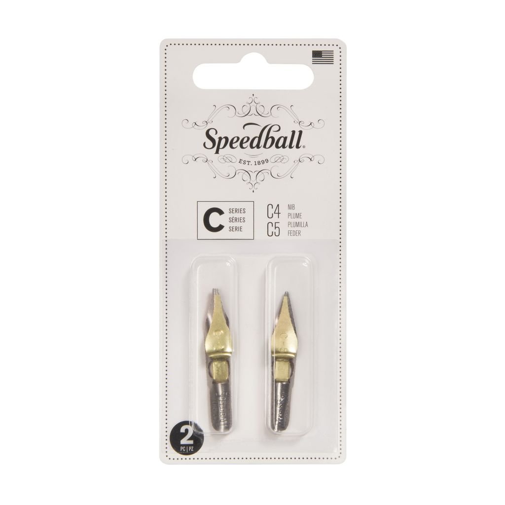 SpeedBall Broad Edge Right Handed Lettering Nibs - Type C (Flat) - Blister Pack of 2 - Size C4/C5