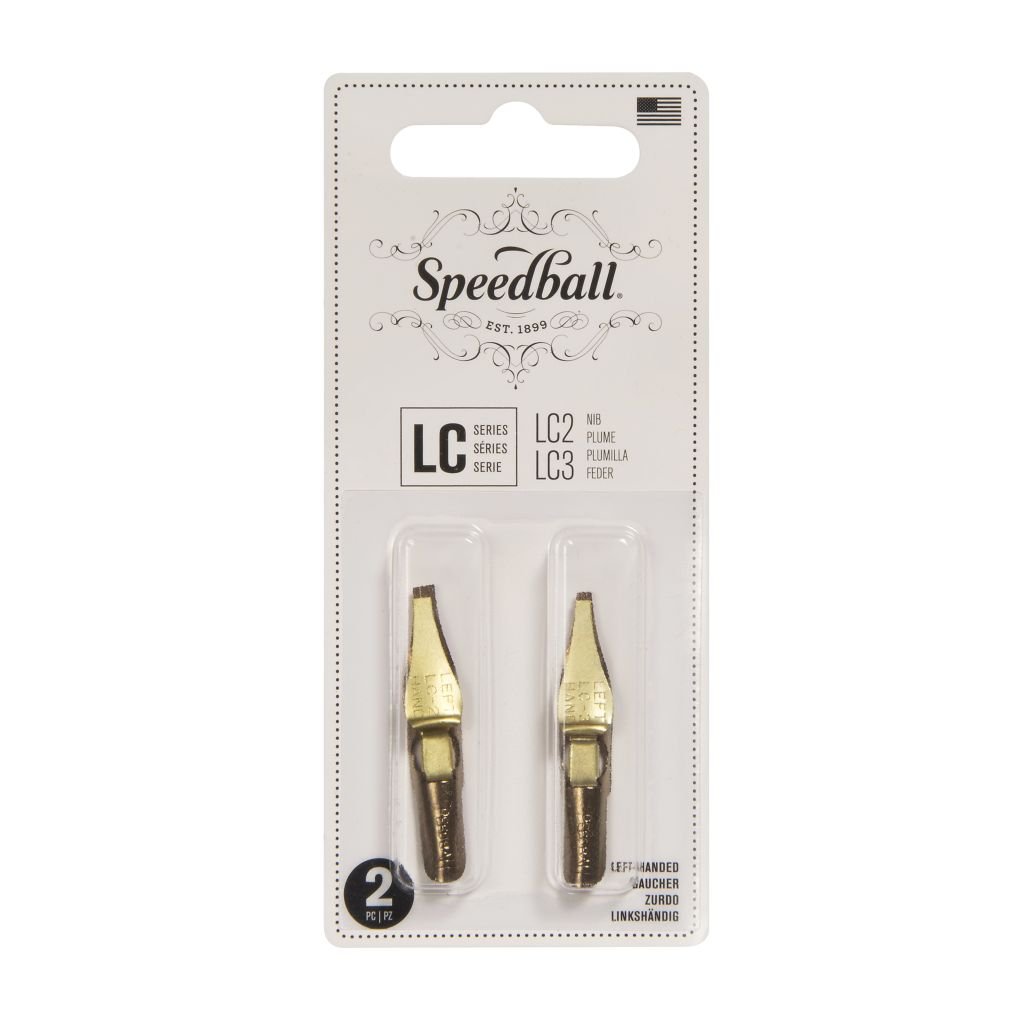 SpeedBall Broad Edge Left Handed Lettering Nibs - Type C (Flat) - Blister Pack of 2 - Size LC2/LC3