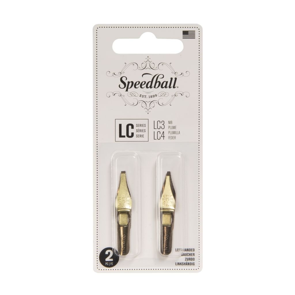 SpeedBall Broad Edge Left Handed Lettering Nibs - Type C (Flat) - Blister Pack of 2 - Size LC3/LC4