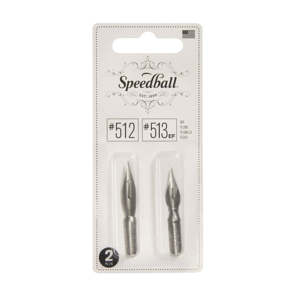 SpeedBall Standard Point Dip Pen - Blister Pack of 2 - 512/513 - Bowl Pointed & Globe Nib