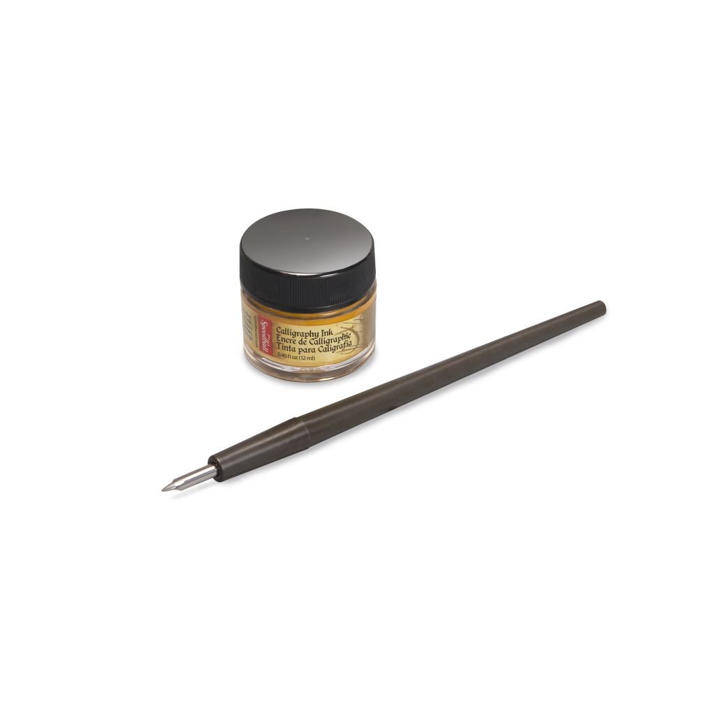 Speedball Pen + Ink Set - Super Black + 102 Crow Quill Nib and Holder
