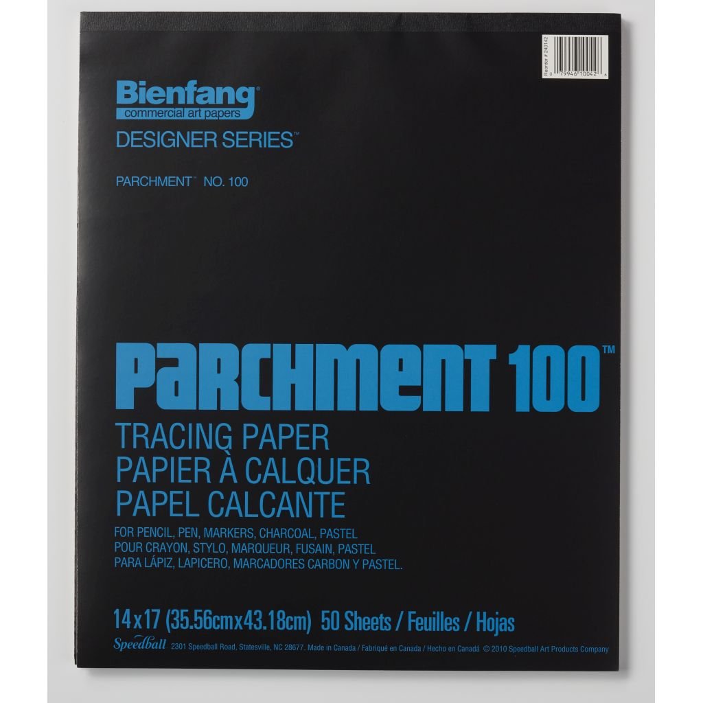 Speedball Bienfang Parchment 100 Tracing Paper - Fine Tooth 40 GSM - 35.56 cm x 43.18 cm or 14