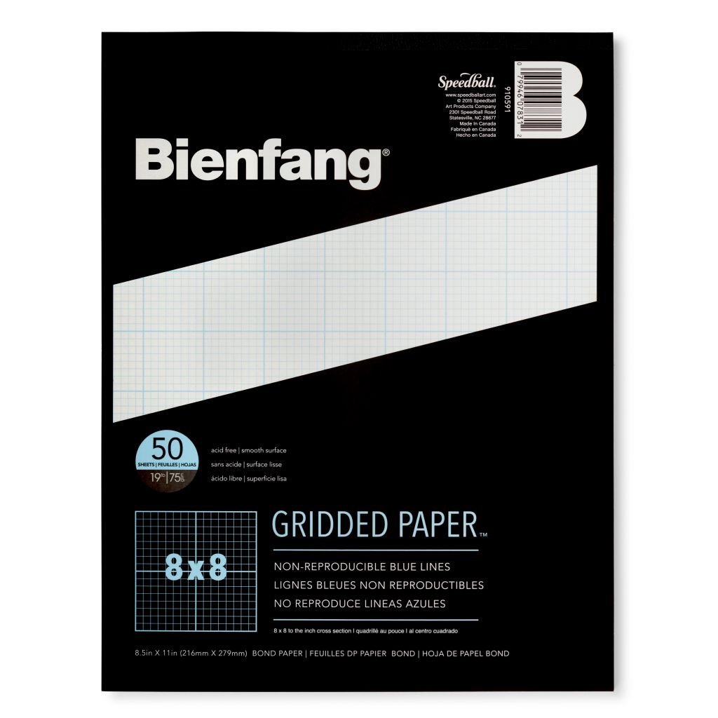 Speedball Bienfang Designer Grid (8 x 8) Paper - Smooth 75 GSM - 21.59 cm x 27.94 cm or 8.5