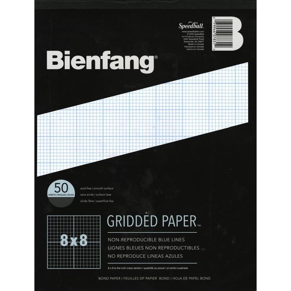 Speedball Bienfang Designer Grid (8 x 8) Paper - Smooth 75 GSM - 27.94 cm x 43.18 cm or 11
