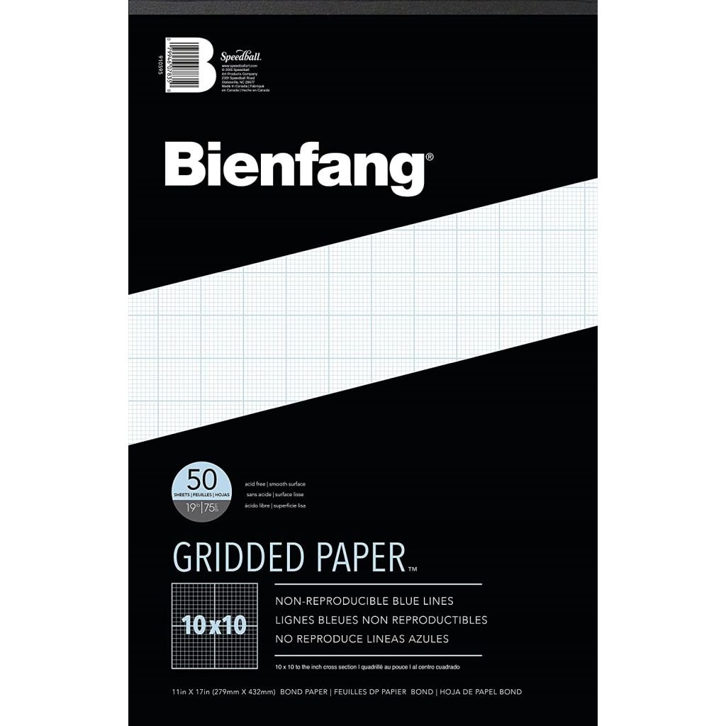 Speedball Bienfang Designer Grid (10 x 10) Paper - Smooth 75 GSM - 27.94 cm x 43.18 cm or 11