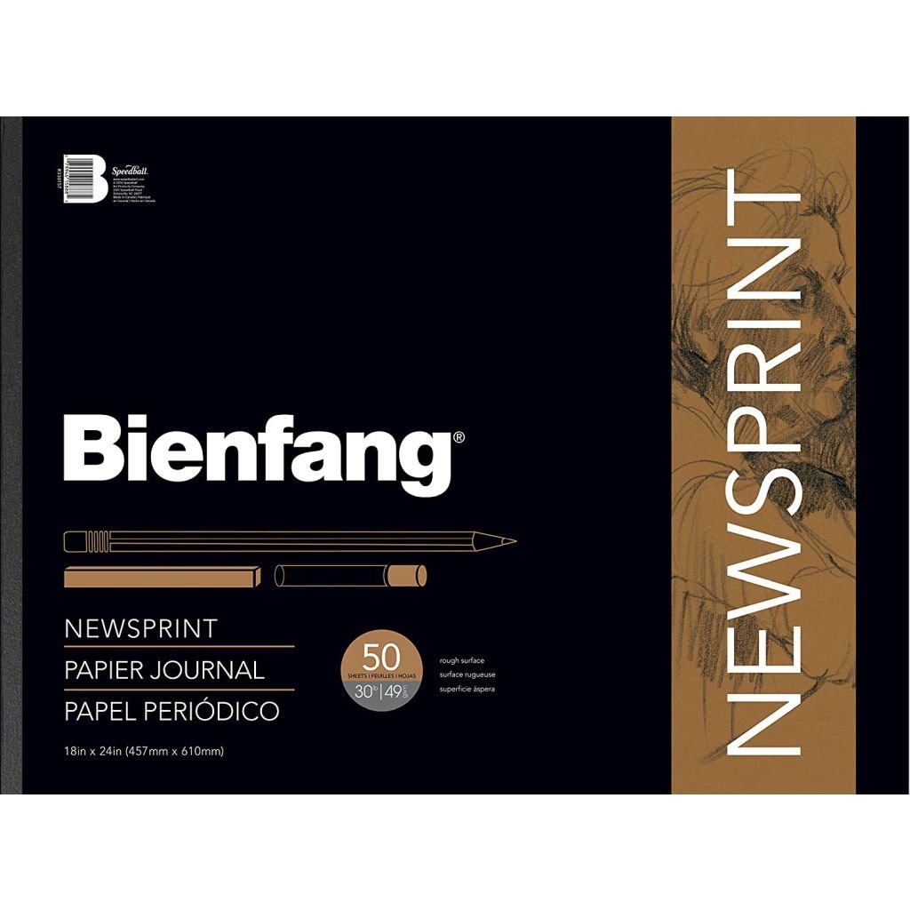Speedball Bienfang Newsprint Paper - Rough Grain 49 GSM - 45.72 cm x 60.96 cm or 18