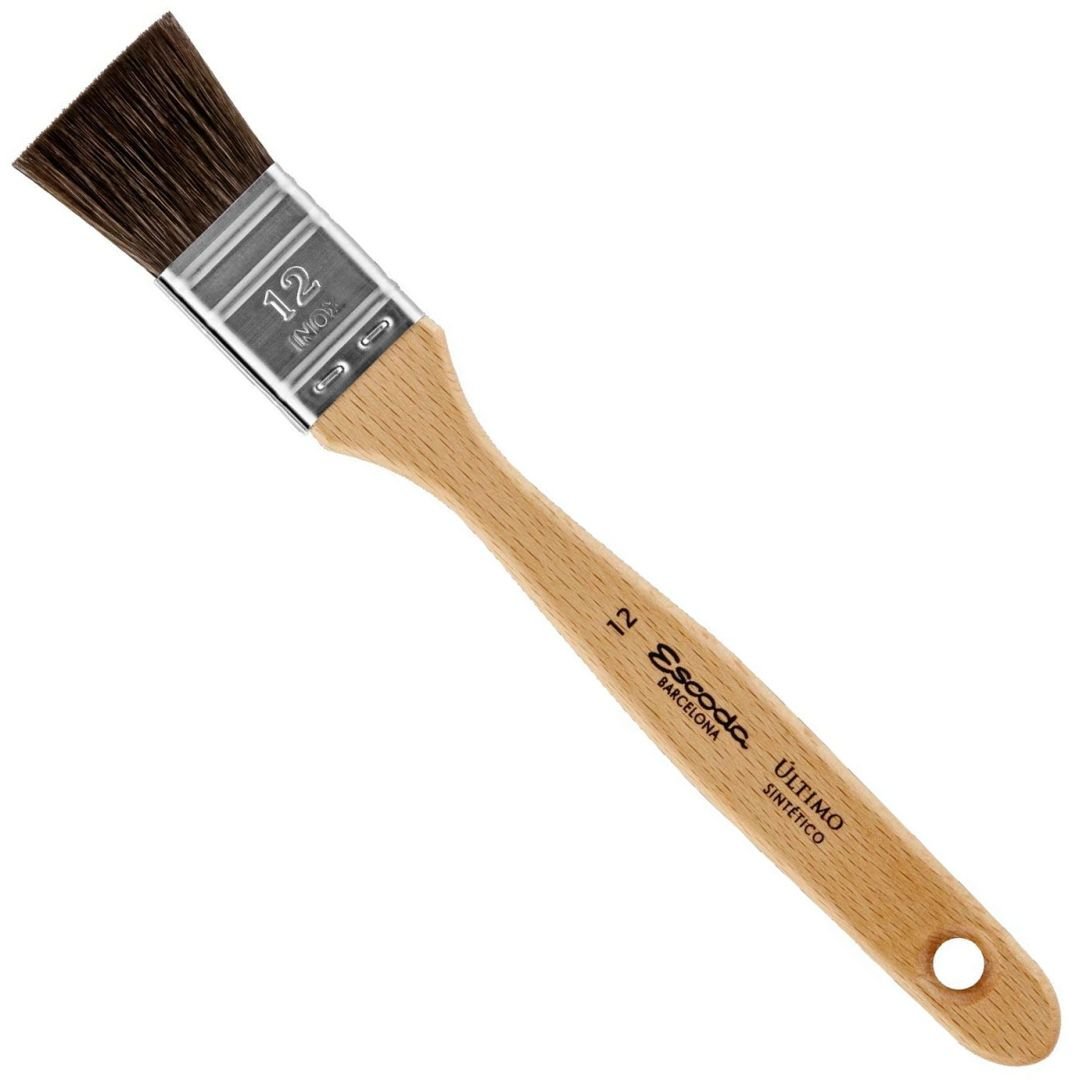 Escoda Ultimo Tendo Synthetic Squirrel Hair Brush - Series 2330 - Mottler Single Thickness - Matt-Varnished Wooden Paintbrush-Style Handle - Size: 12