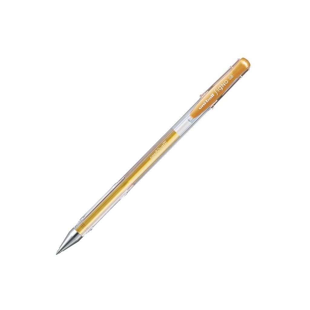 Uni-Ball Signo Gel Ink - Rollerball Pen UM 100 - Gold - 0.7 MM