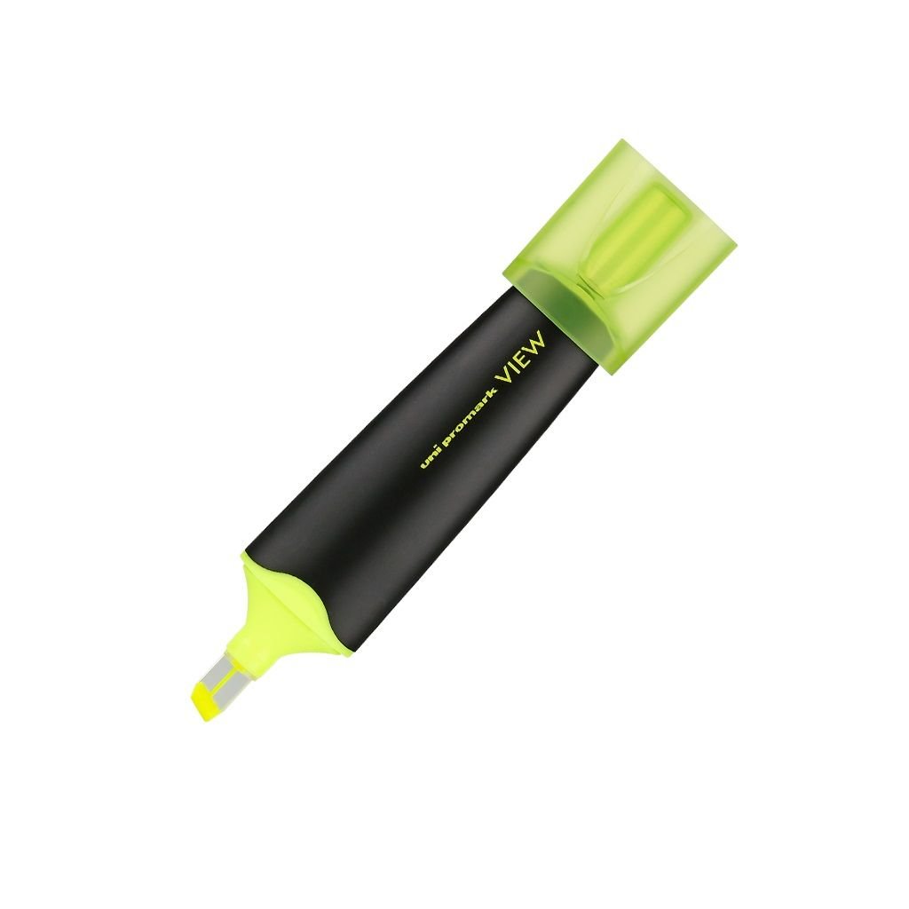 Uni-Ball Uni-Promark View Highlighter - Chisel Transparent Tip - Fluorescent Yellow
