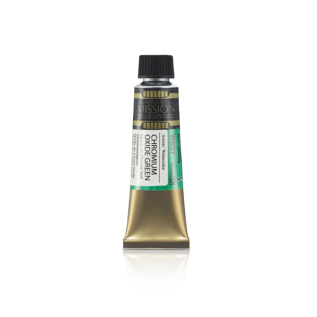 Mijello Mission Gold Class Professional Grade Extra-Fine Watercolour  - Chromium Oxide Green (607) - 15 ML