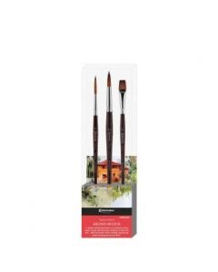 Escoda Signature Collection Brush Set – Milind Mulick - Set 1 - Prado – Flat Size 1/2 “– Round Pointed Size 12 – Round Rigger Size 8