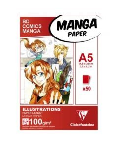 Clairefontaine - Fine Art Manga Illustration - Glued - Layout Paper Pad White Smooth Surface - 100 GSM