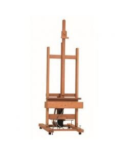 MABEF Beech Wood Oiled Electric Studio Easel - H Frame - with Pedal, Remote Control and 220V Motor