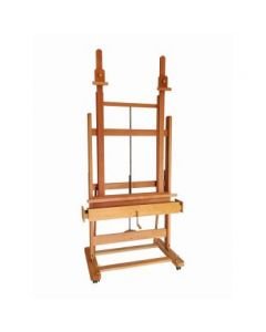 MABEF Beech Wood Double Mast (Pole) Studio Easel - H Frame - with Crank for Elevation & Inclination