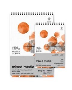 Winsor & Newton Mixed Media Paper - Fine Grain 250 GSM - Natural White Short Side Spiral Album