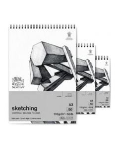 Winsor & Newton Sketching Paper - Light Grain 110 GSM - Extra White Short Side Spiral Album