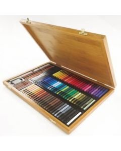 Conte a' Paris Coloured Carre Crayons & Accessories Bamboo Box - Set of 84 